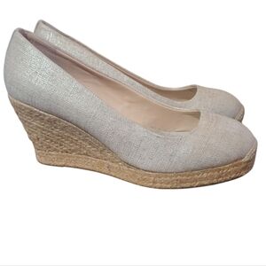 J. Crew Seville Metallic Gold Canvas Espadrille Wedges Size 9